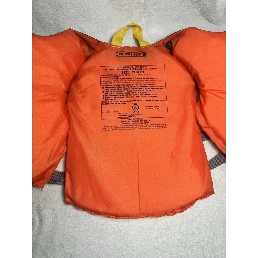 MTI Youth Life Jacket Type III PFD 50–90 lbs Watersport Orange Yellow